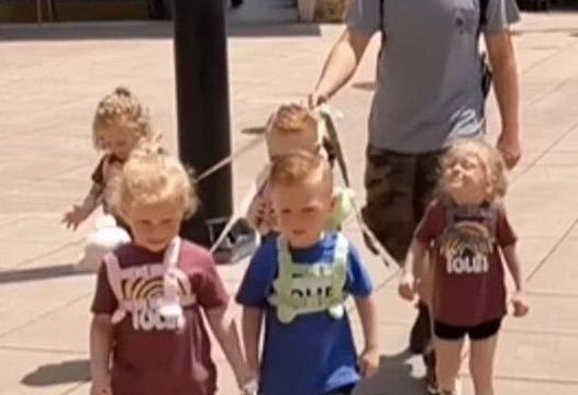 HT2.Dad gets massively shamed for putting leashes on his 5-year-old quintuplets