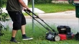 HT4. This is my dad, mowing my mom’s lawn. They’ve been divorced 28 years