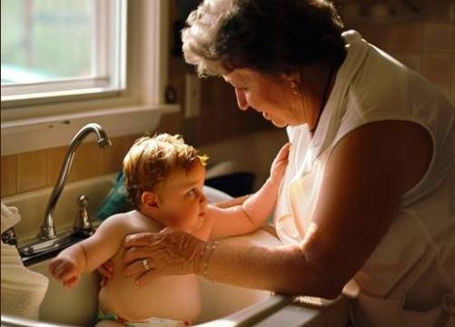 HT6. I was HORRIFIED to see my MIL bathing my son in a sink, WHERE WE WASH THE DISHES