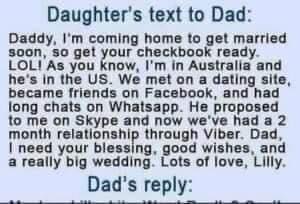 HT6. Daughter’s text to Dad – Funny